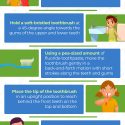 infographic displaying brushing tips for young children
