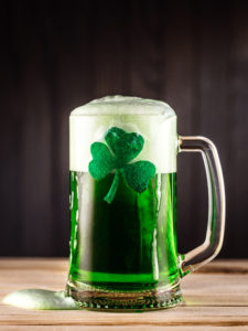 pint of green beer for St. Patrick's Day